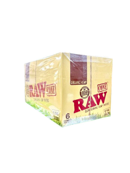 Raw Organic Hemp 6 Cones Per Pack 1 1/4 Size