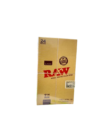 RAW Natural Unrefined Rolling Papers 24 Per Box 1 1/4 Size