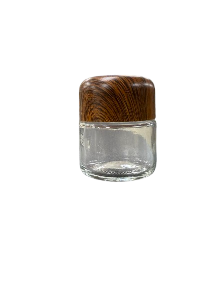Jar With Wooden Brown Cap